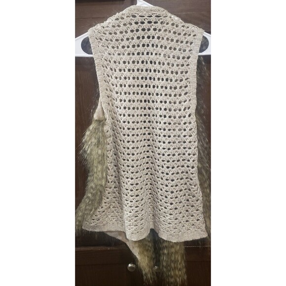 Ella Moss XS Faux Fur Vest Crochet Back Boho Chic Cashmere Blend Soft Y2K Retro - Picture 8 of 9